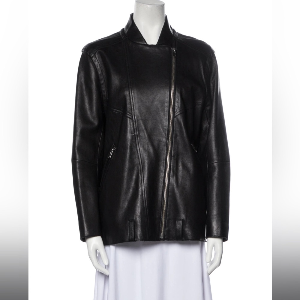 IRO Black Leather Bomber Jacket EUC